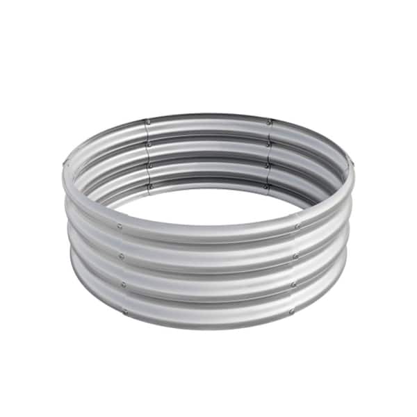 32 in. L x 32 in. W x 11.42 in. H Silver Metal Round Raised Garden Bed for Flowers, Herbs, Fruits