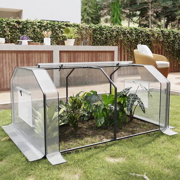 48 in. W x 36 in. D x 36 in. H Mini Greenhouse with Double Roll-Up Zippered Doors, PE Cover