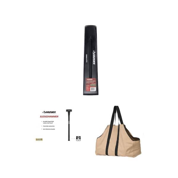 Firewood Carrier Bag, 5 lb Splitting Wedge and 10 lb Sledgehammer Combo