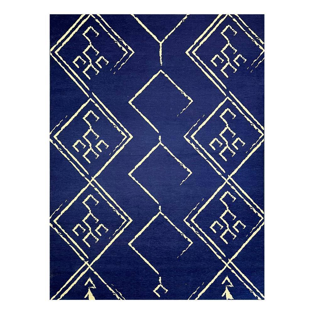 Aspen Navy Creme 9 ft. x 12 ft. Machine Washable Tribal Moroccan Bohemian Polyester Non-Slip Backing Area Rug price history on PriceWatchPro