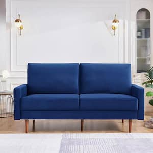 31 in. Modern Decor Blue 2 Upholstered Velvet 2-Seat Loveseat with Padded Cushion