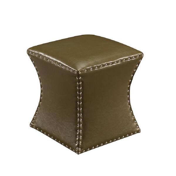 Kings Brand Furniture Green Nailhead Trim Faux Leather Ottoman