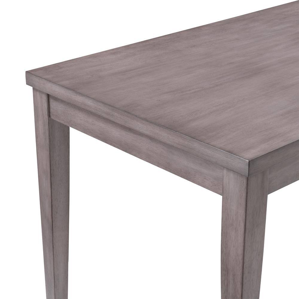 Washed Gray Wood 5-Piece Dining Set with Black Cushioned Chairs
