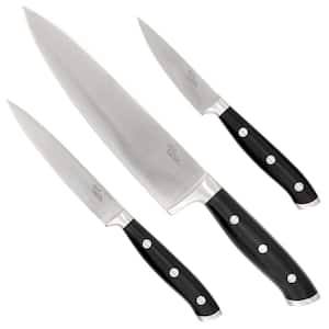 3 Piece Triple Riveted High Carbon Stainless Steel Cutlery Starter Set in Black
