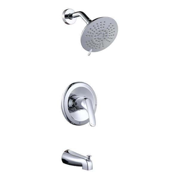 ALEASHA Single Handle 5-Spray Shower Faucet 1.8 GPM with Pressure Balance and Tub Spout in Polished Chrome Valve Included