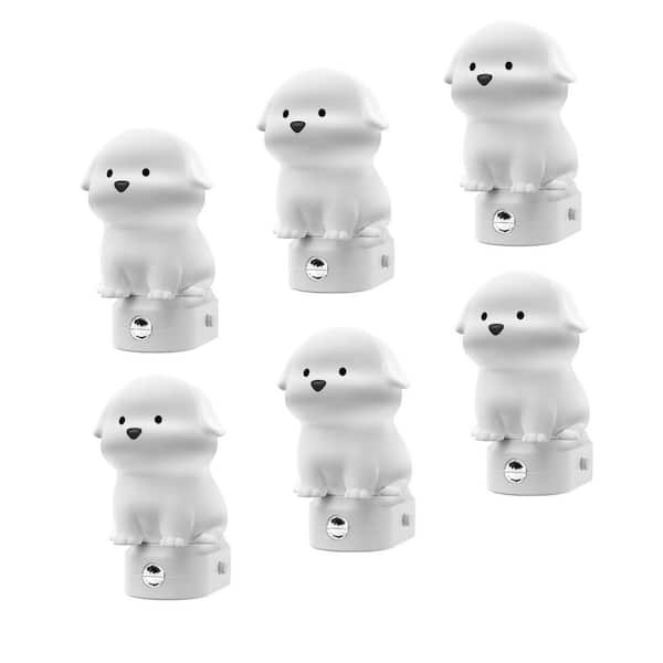 Plug-in Puppy Night Light for Kids, RGB + 3000K, Dusk to Dawn Sensor, Cute Dog Design for Bedroom, Nursery, Gift(6-Pack)