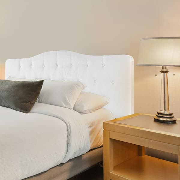 HOMESTOCK Headboards for Queen Size Bed, Upholstered Button Tufted Bed Headboard, Height Adjustable Queen Headboard Only - White