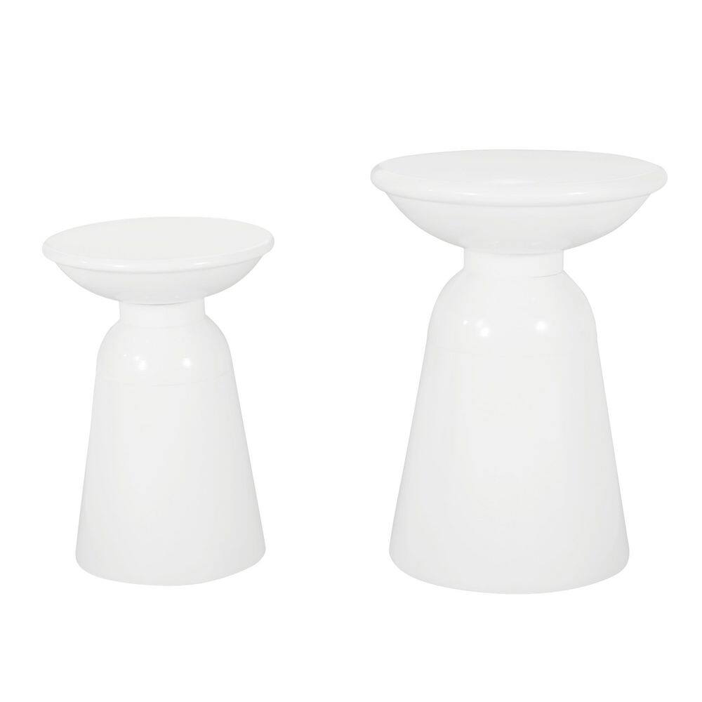 Serenita White Metal Iron Outdoor Side Tables with Flared Design, Set of 2 price history on PriceWatchPro