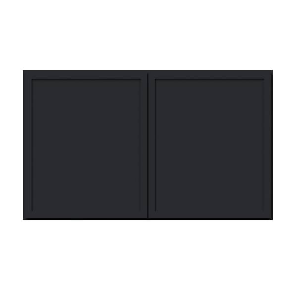 30 in. W x 12 in. D x 18 in. H RTA Solid Wood Frame Shaker Short Wall Kitchen Cabinet in Ebony Black