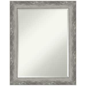 Medium Rectangle Glossy ChampagneSilver Metallic Beveled Glass Modern Mirror (28.5 in. H x 22.5 in. W)