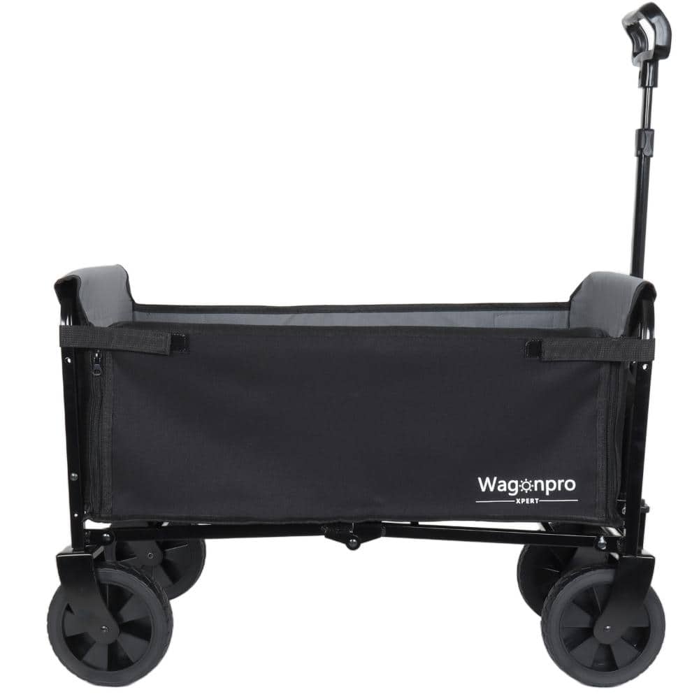 Collapsible Wagon Cart Black/Gray, Folding Trolley with Bench Seat & Dog Leash, Heavy Duty for Camping Beach Shopping price history on PriceWatchPro