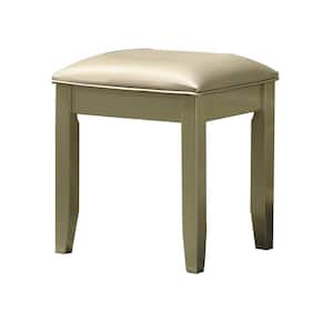 Beaumont 18 in. Champagne Gold and Champagne Backless Wood Frame Vanity Stool with Leatherette Seat