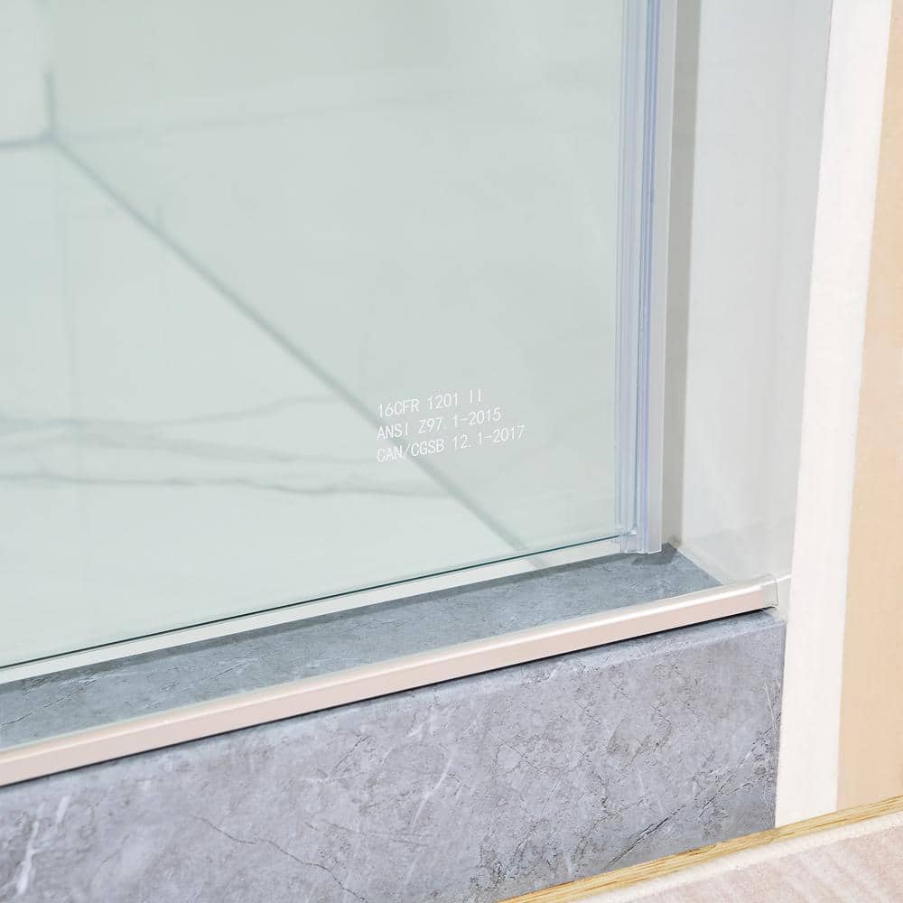 60 in. W x 76 in. H Frameless Chrome Sliding Shower Door with Clear Glass
