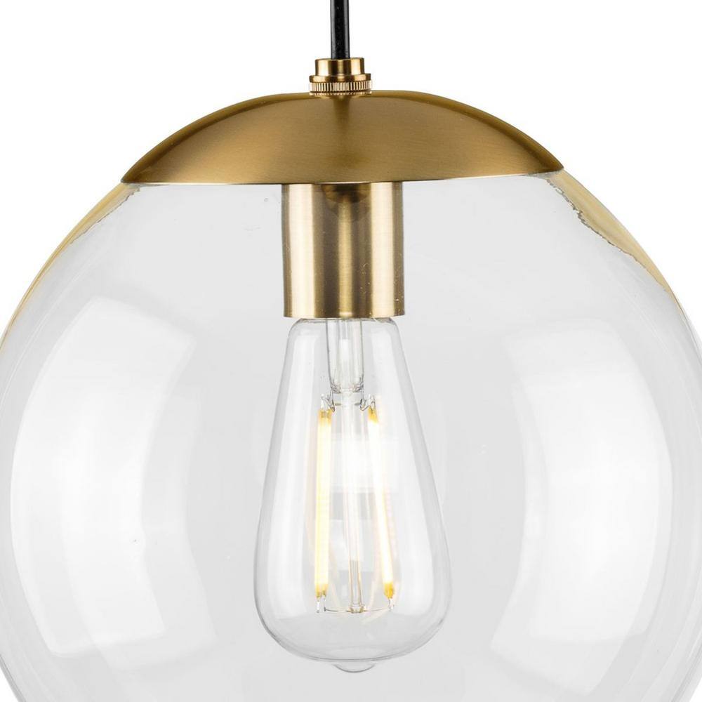 Atwell 1-Light Clear Glass Globe Pendant with Brushed Bronze Finish