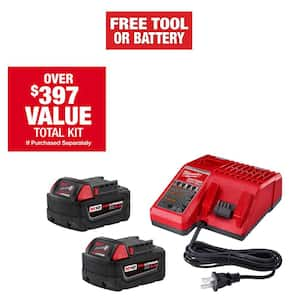 Milwaukee M18 18 Volt Lithium Ion XC Starter Kit with Two 5.0Ah Batteries and Charger 48 59 1852B