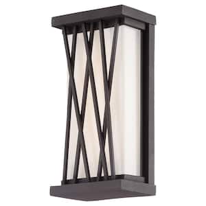 Hedge Textured Dorian Bronze Outdoor Hardwired Pocket Lantern with Integrated LED