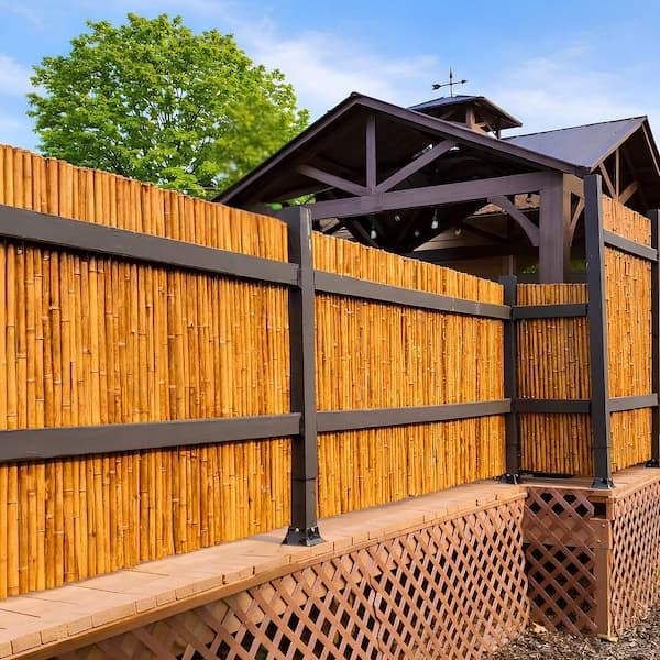 6 ft. H x 8 ft. W Caramel Brown Rolled Bamboo Fence Decorative Fencing Panel