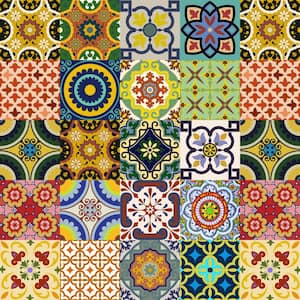Floral C 5 in. x 5 in. Vinyl Peel and Stick Tile (24 Tiles, 4.17 sq.ft./Pack)