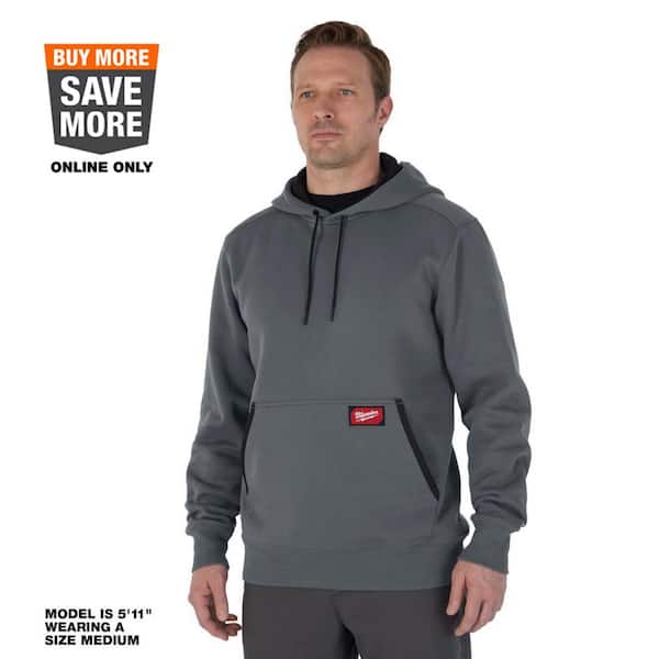 Milwaukee Men s Small Gray Midweight Cotton Polyester Long Sleeve Pullover Hoodie 351G S The Home Depot