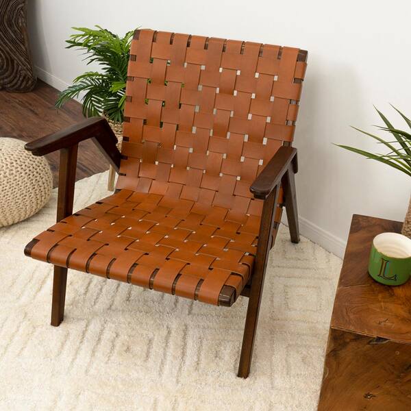 Ashcroft Furniture Co Danna Tan Leather Arm Chair (Set of 1)