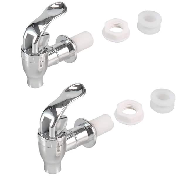 2-Pack Silver Plastic Beverage Dispenser Replacement Spigot 16 mm Push Style Lock-Open Lever 16mm faucet
