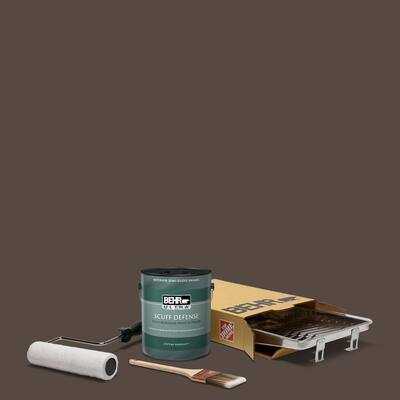 1 gal. #N210-7 Havana Coffee Extra Durable Semi-Gloss Enamel Interior Paint & 5-Piece Wooster Set All-in-One Project Kit
