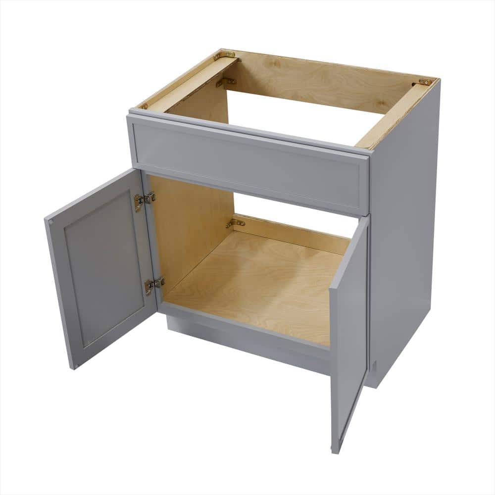 Gray 30" Birch Plywood Freestanding Single Vanity Cabinet