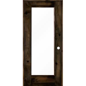 32 in. x 80 in. Rustic Knotty Alder Left-Hand Full-Lite Clear Glass Black Stain Solid Wood Single Prehung Interior Door