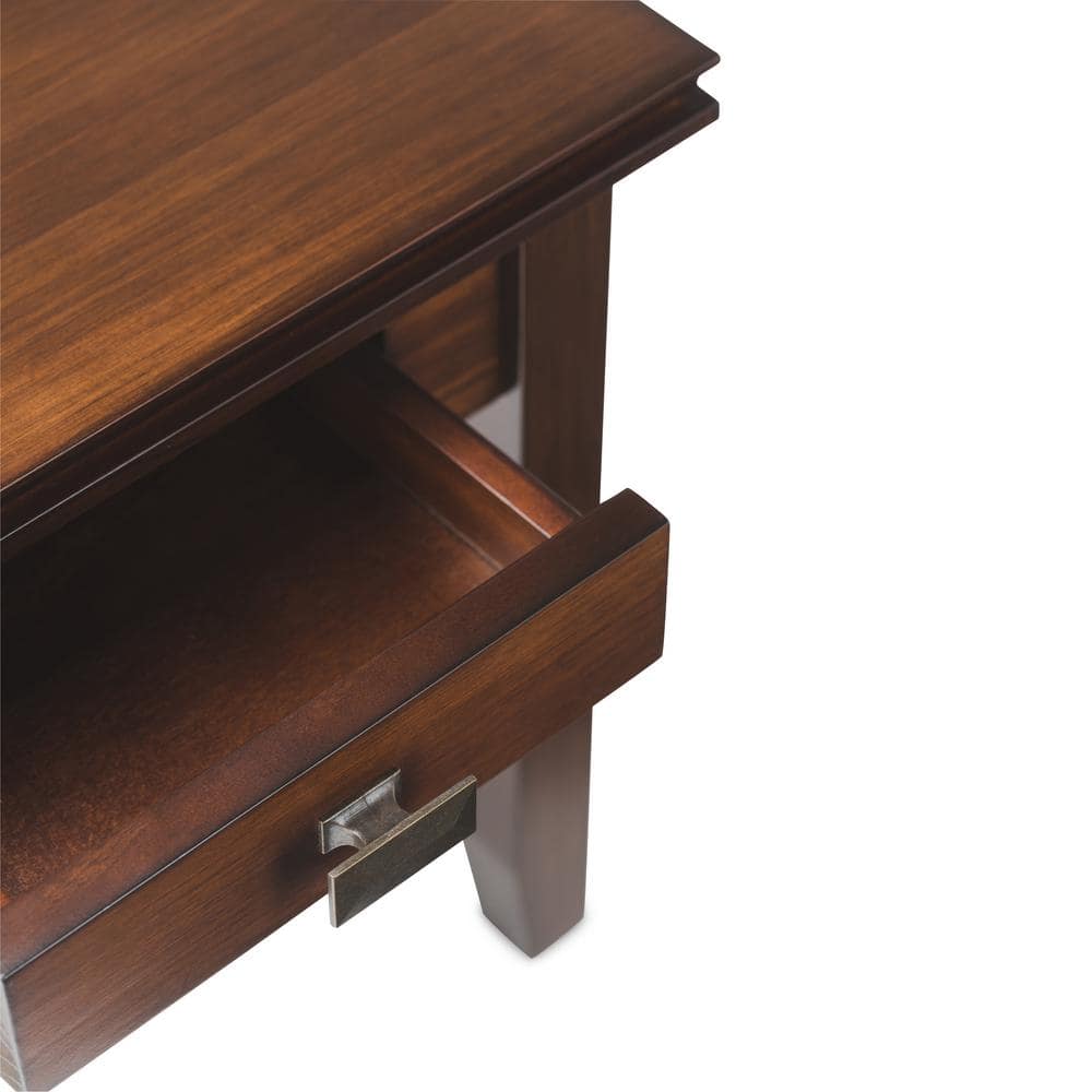 Russet Brown Solid Wood End Table with Storage Drawer
