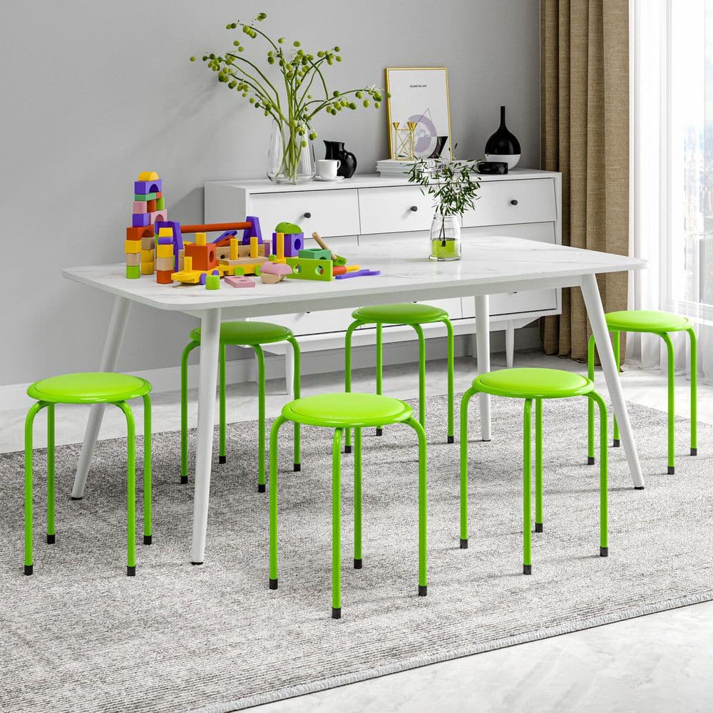"Stackable Stools Set of 6, 17"" Padded Counter Height Stacking Chairs for Classroom & Office, Green" price history on PriceWatchPro