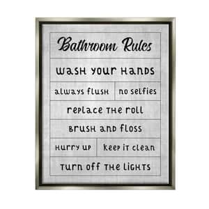 Bathroom Rules Checklist Design by CAD Designs Floater Framed Typography Art Print 31 in. x 25 in.