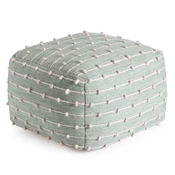 Seaside 22 in. x 22 in. x 16 in. Teal and Ivory Pouf