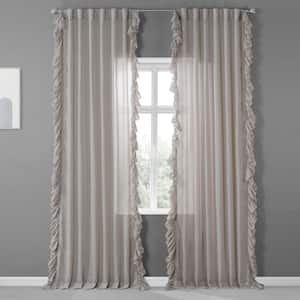 Tumbleweed Beige Faux Linen Ruffle Sheer Rod Pocket Curtain - 50 in. W x 108 in. L (1 Panel)