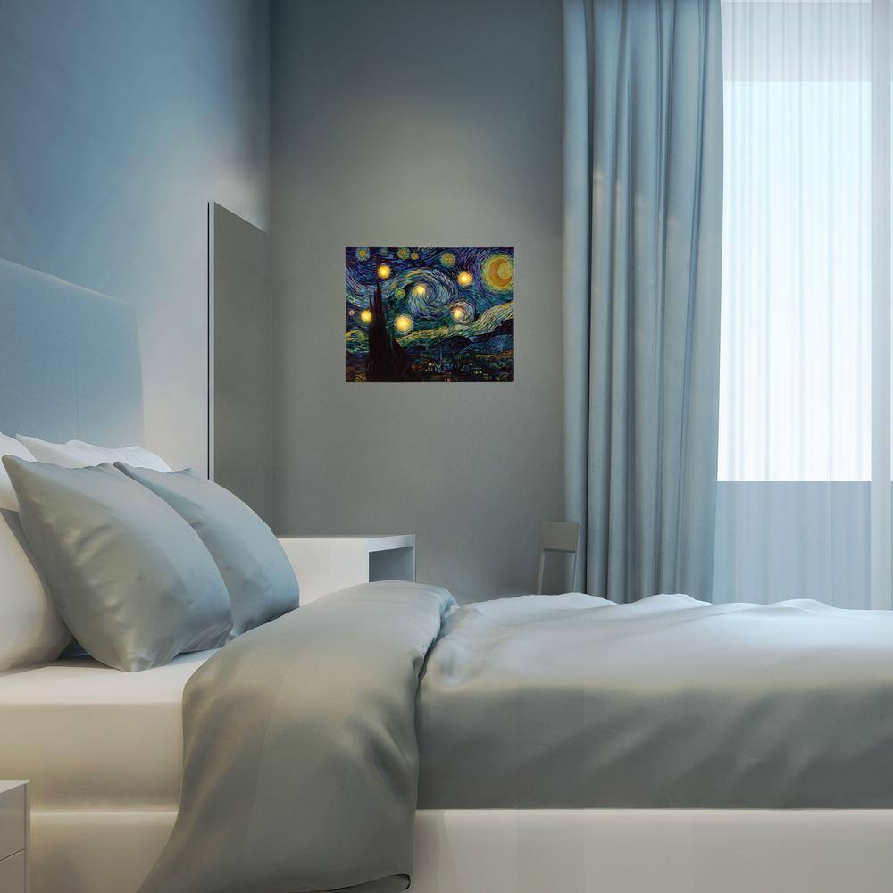 Van Gogh Starry Night Lighted Canvas and LED Candle Set