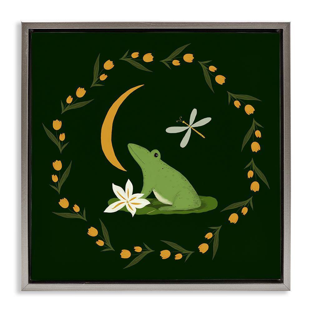 Frog & Moon Garland by Michelle Ingari Designs Gray Floater Frame Animal Graphic Art Print 18 in. x 18 in. price history on PriceWatchPro