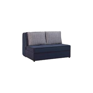 Atolye Collection Convertible 55 in. Navy Chenille 2-Seater Loveseat with Storage