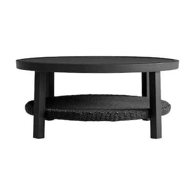 Black Rattan Outdoor Coffee Table, Round Outdoor Coffee Table Black