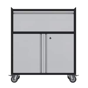 30.31 in. D x 18.11 in. W x 35.43 in. H Rolling Lockable Metal Freestanding Storage Cabinet Set in Black and Gray
