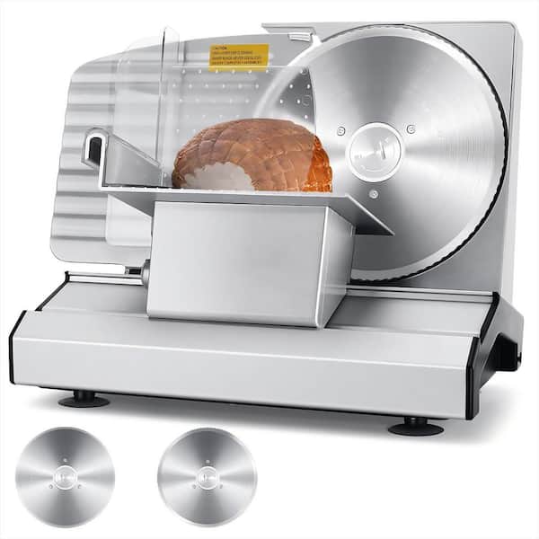 Electric Deli Meat Slicer with 2 Removable Stainless Steel Blades, 1-20mm Adjustable Thickness Food Slicer for Home