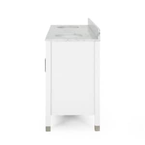 Halston 60 in. W x 22 in. D Bath Vanity with Carrara Marble Vanity Top in White with White Basin