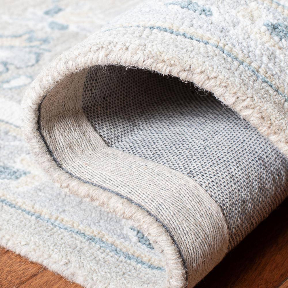 Handmade Light Grey/Ivory Tufted Wool Square Rug - 3'
