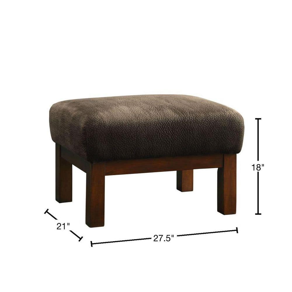 Preston Dark Brown Accent Ottoman with dimensions