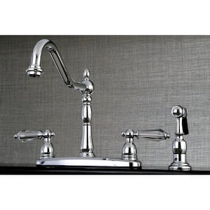 Crystal 2-Handle Standard Kitchen Faucet with Side Sprayer in Chrome