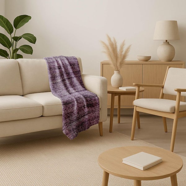 Premium Machine Washable ASB820 Plum 50 in. x 70 in. Sherpa Throw Blanket