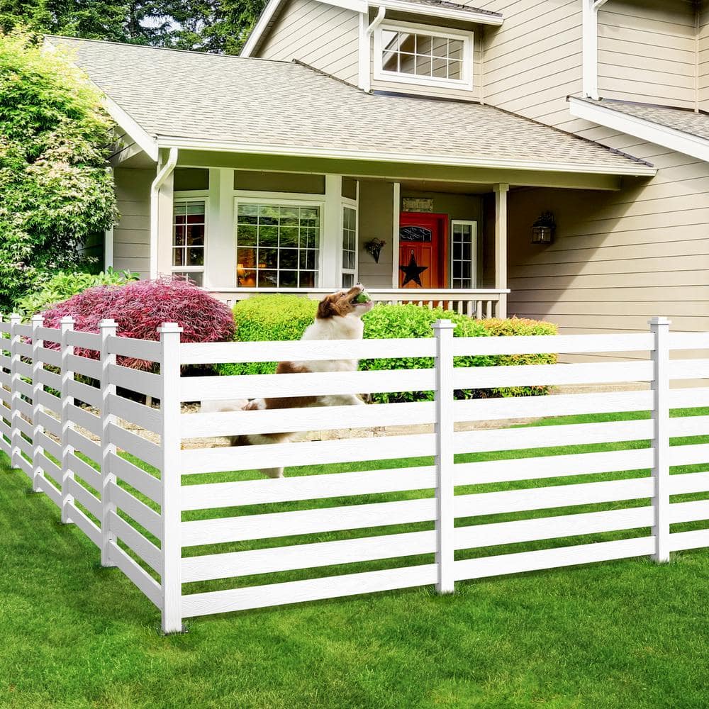LUE BONA Ares 38 in. x 46 in. White Garden Fence W/Post And No-Dig