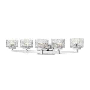 36 in. 5-Light Chrome Vanity Light with Clear Glass