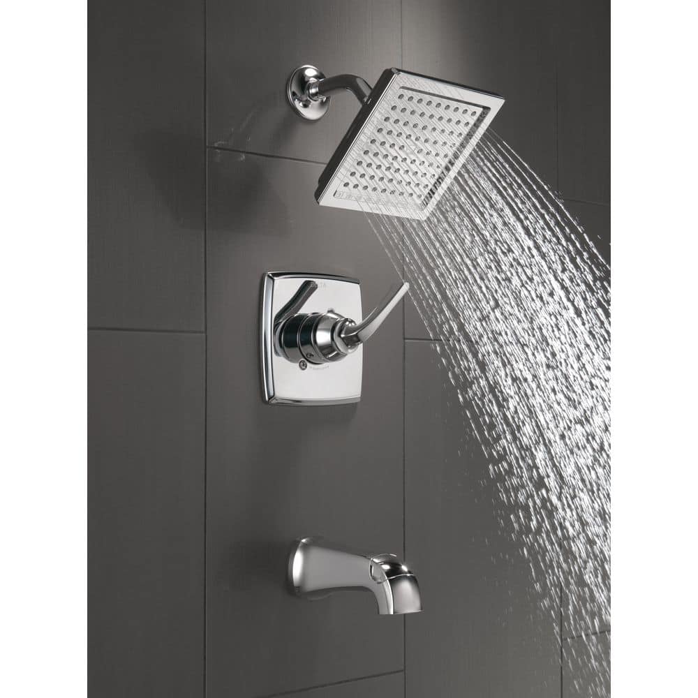 Chrome Square Wall Mounted Tub and Shower Faucet Set