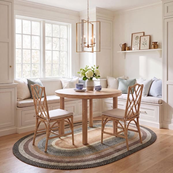 Braided 7 ft. x 10 ft. Oval Multi Border Interlaced Washable Area Rug