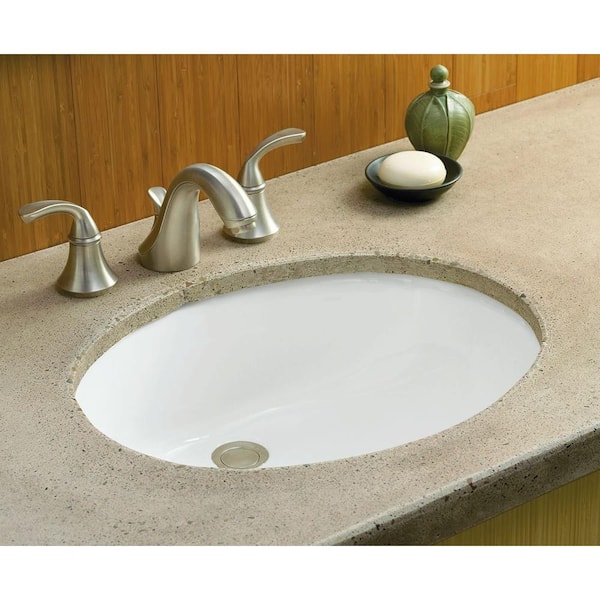 KOHLER Caxton 19-1/4 in. Oval Vitreous China Undermount Bathroom Sink in White with Glazed Underside