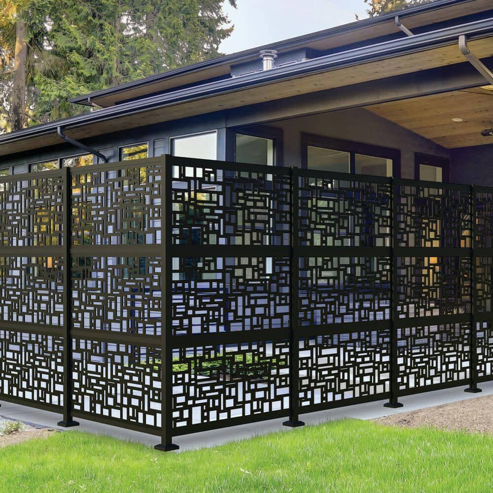 4-ft Black Decorative Floor Standing Screen Panel